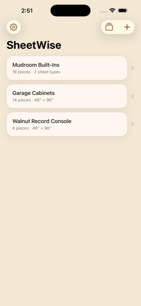 Projects list